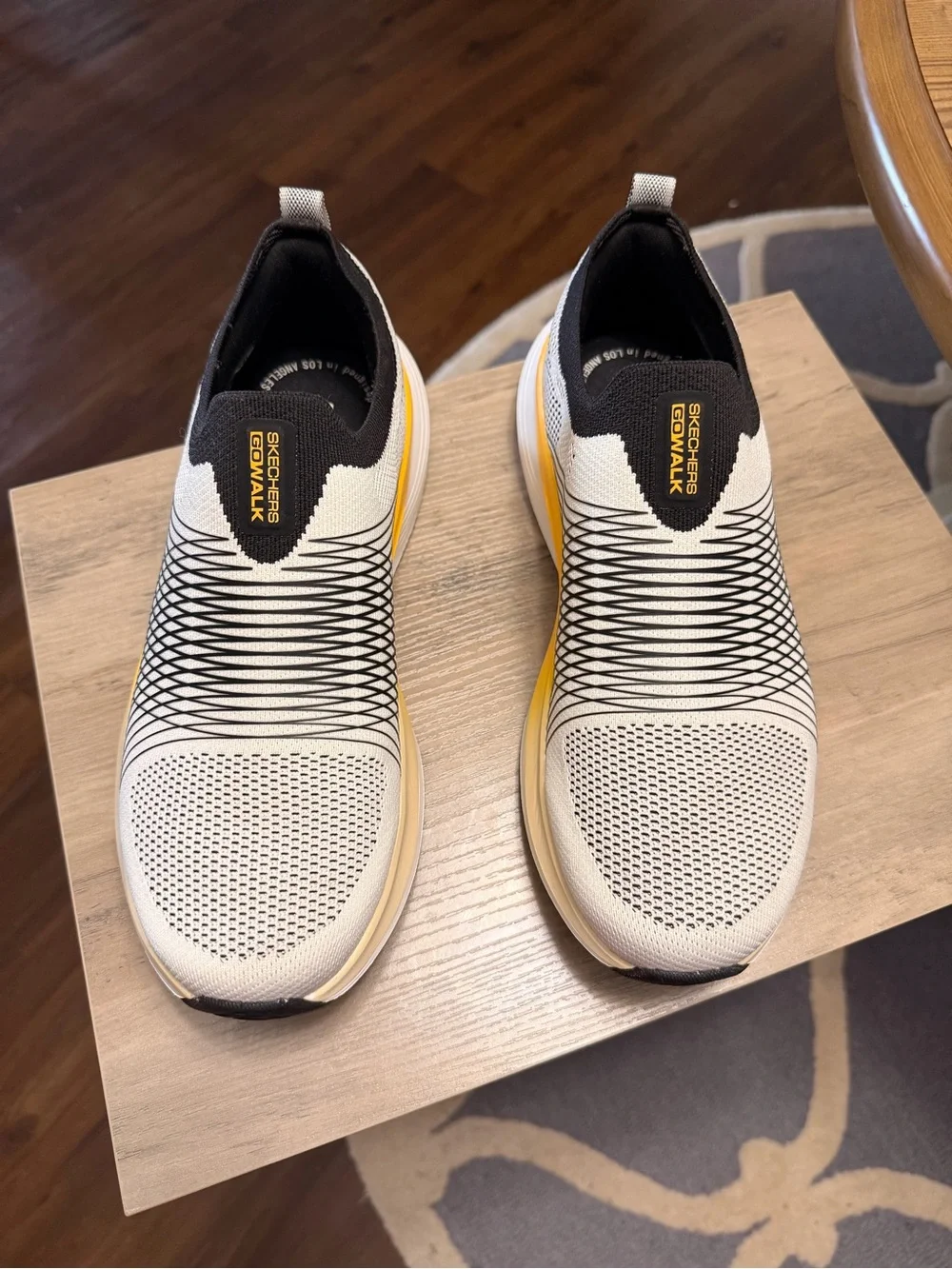 Skechers Men’s White, Gray & Yellow Slip-On Athletic Sneakers